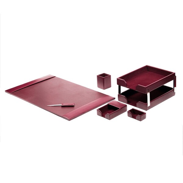 Burgundy 8-Piece Leather Desk Set,  Bonded Leather